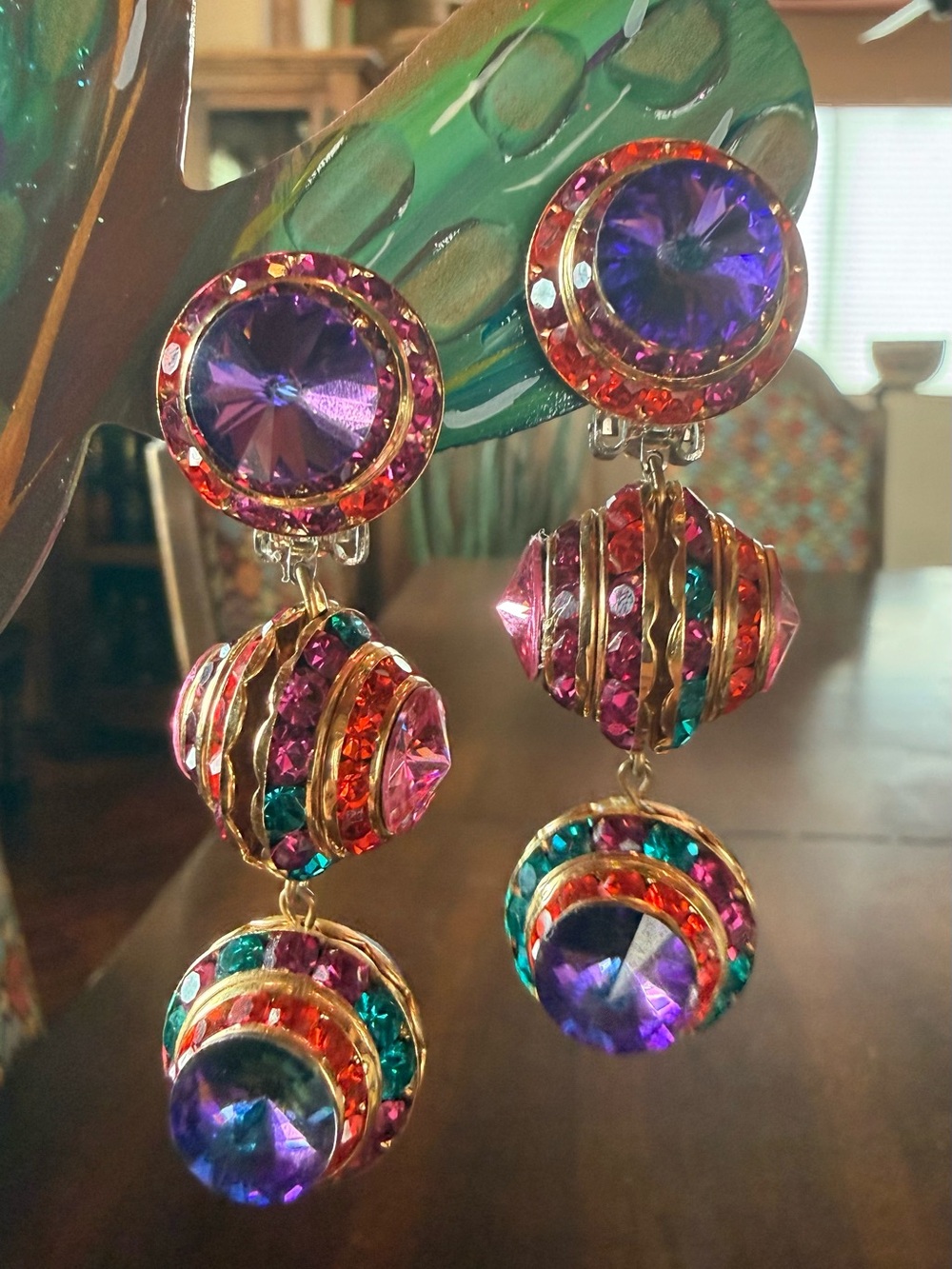 Vintage multi colored stone earrings